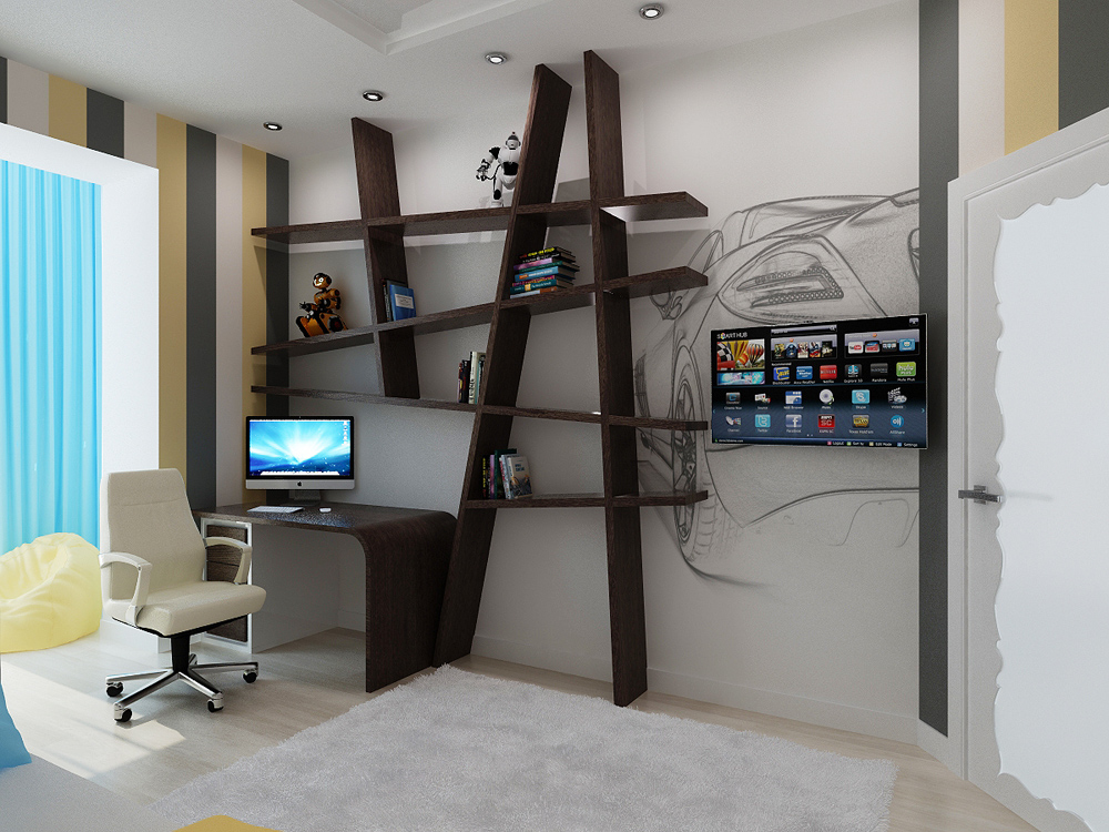 Interior design of a three-room apartment